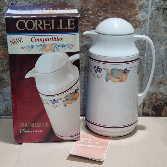 Corelle Abundance 1 QT L Thermal Server Coffee Carafe 1991 - Picture 1 of 13